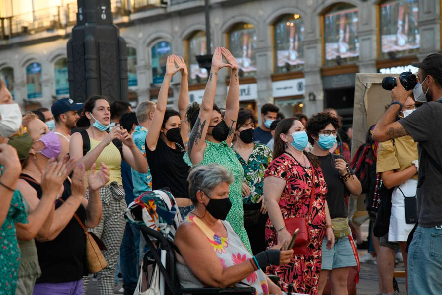Concentración del Movimiento Feminista contra la violencia machista en Sol, foto Agustín Millán