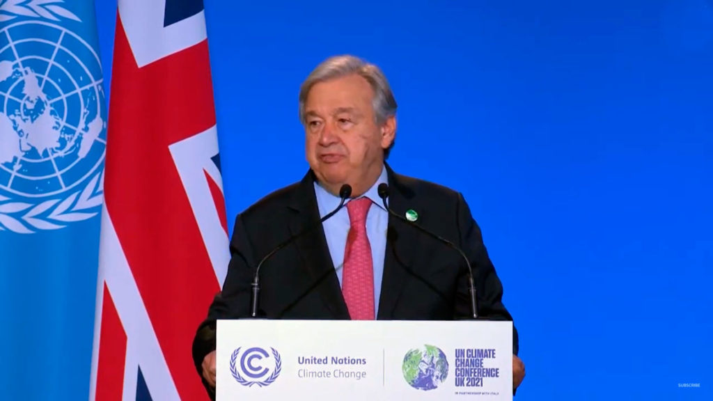El Secretario General de las Naciones Unidas, en la apertura de la Conferencia sobre el Cambio Climático de la COP26