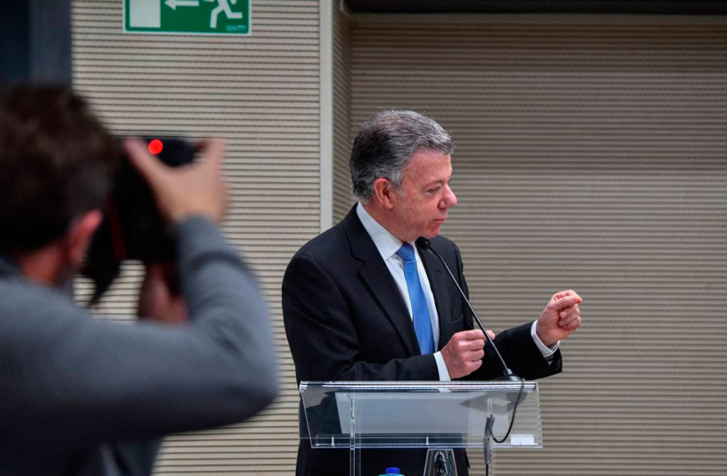 El expresidente de Colombia y Premio Nobel de la Paz, Juan Manuel Santos, foto Agustín Millán