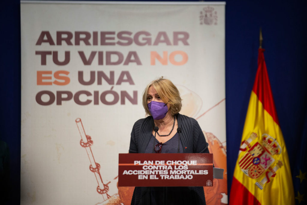 La directora general de la Inspección de Trabajo y Seguridad Social, Carmen Collado en la presentación del Plan de choque contra los accidentes mortales en el trabajo