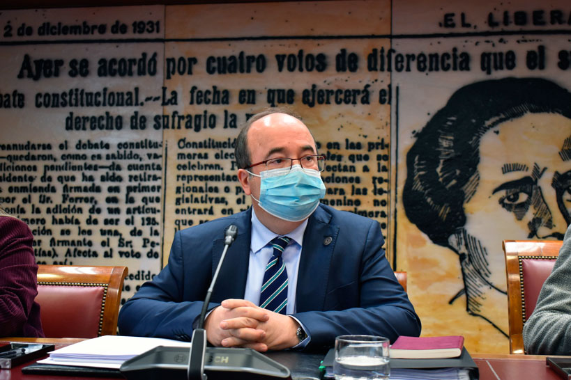 Miquel Iceta, ministro de Cultura y Deportes en su comparecencia en el Senado