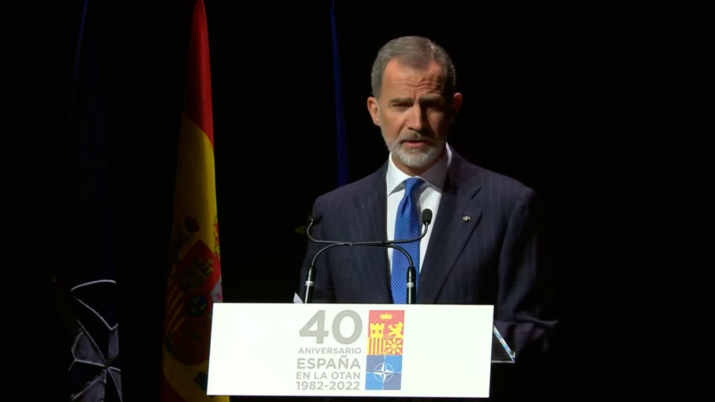El rey Felipe VI durante en el acto del 40º aniversario del ingreso de España en la OTAN