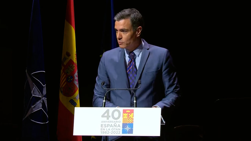 Pedro Sánchez, presidente del Gobierno durante en el acto del 40º aniversario del ingreso de España en la OTAN