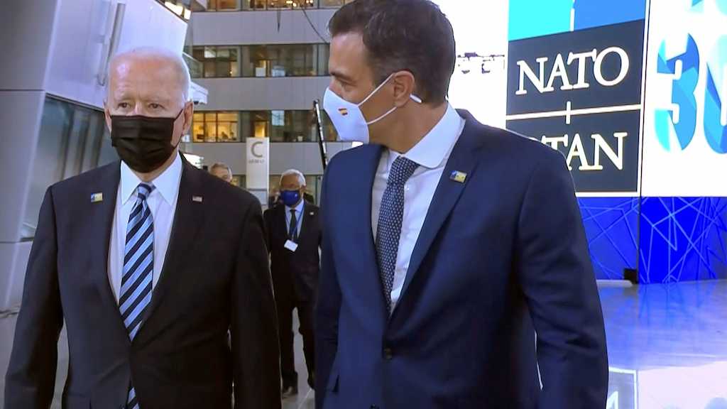 Biden y Sánchez en la última cumbre de la OTAN.