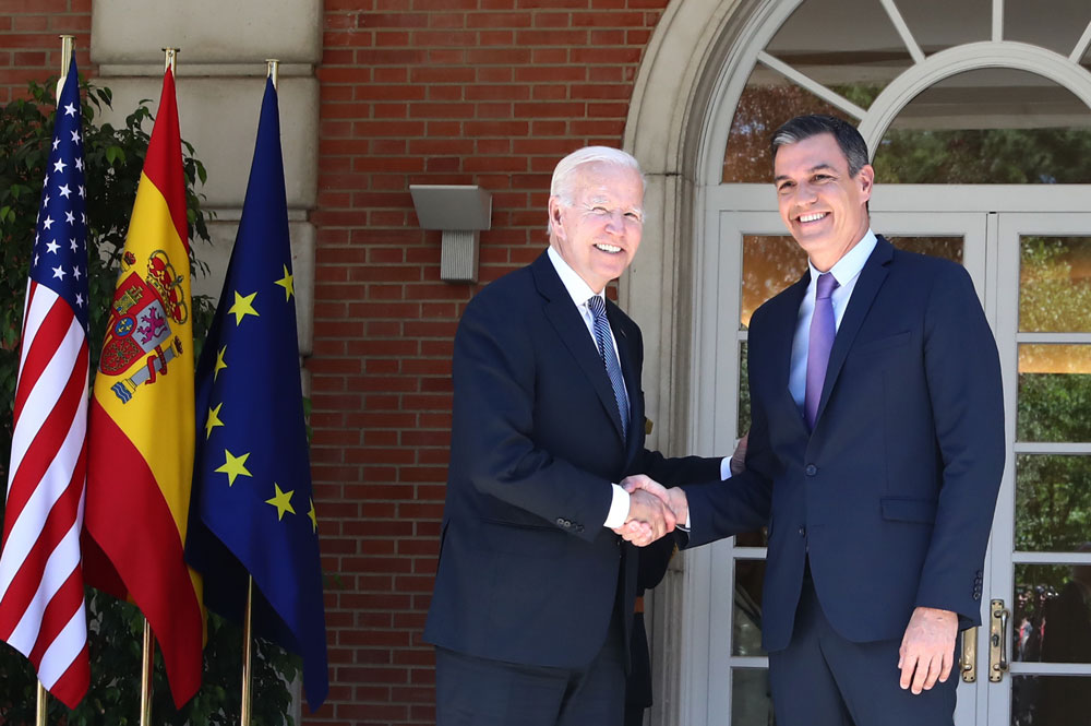 El presidente de EE. UU. con el presidente del Gobierno, Pedro Sánchez