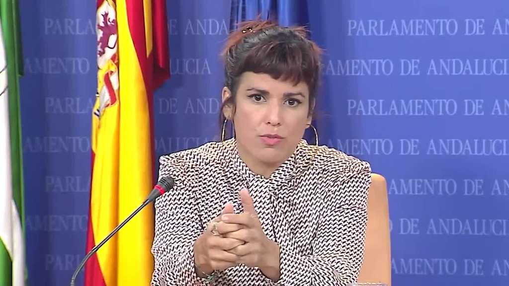 Teresa Rodríguez en una comparecencia ante los medios.