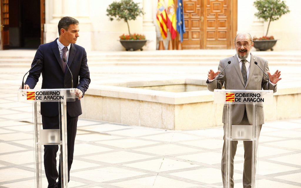 Javier Lambán y Pedro Sánchez en una imagen de archivo. Foto: PSOE Aragón.