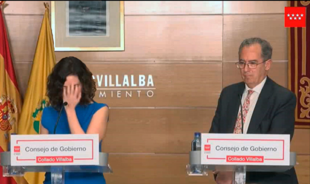 Rueda del vicepresidente de la Comunidad de Madrid, Ossorio y de la presidenta Ayuso en Villalba